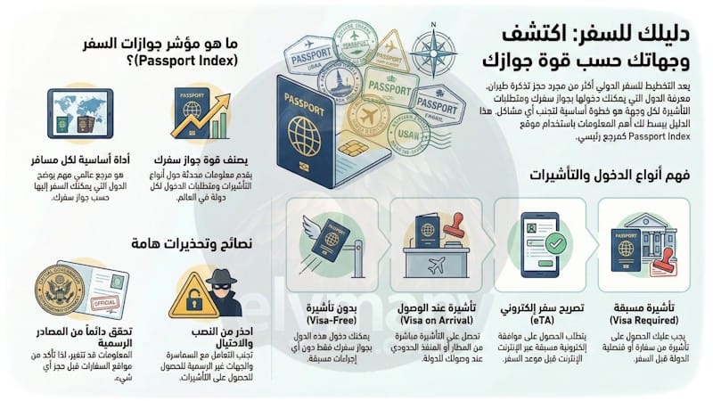 اكتشف الدول التي يمكنك السفر إليها حسب جوازك 2026 – بدون تأشيرة، eVisa، مسبقة وممنوعة 2 اكتشف الدول التي يمكنك السفر إليها حسب جوازك