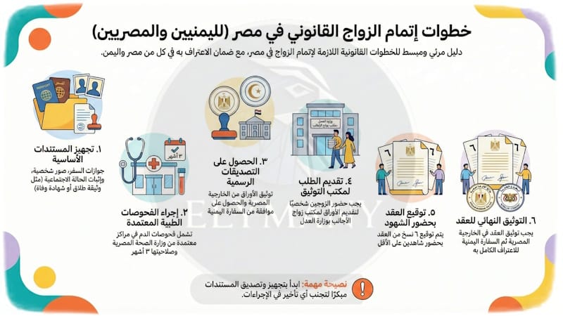 موافقة السفارة اليمنية في القاهرة لعقد الزواج