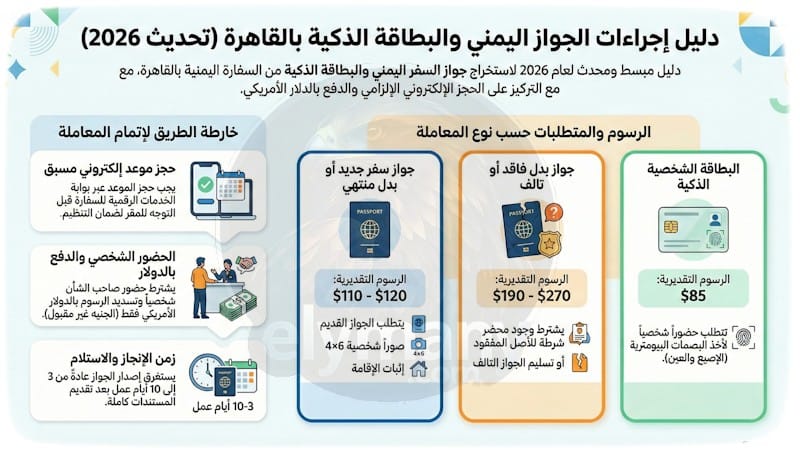 استخراج جواز سفر من السفارة اليمنية بالقاهرة
