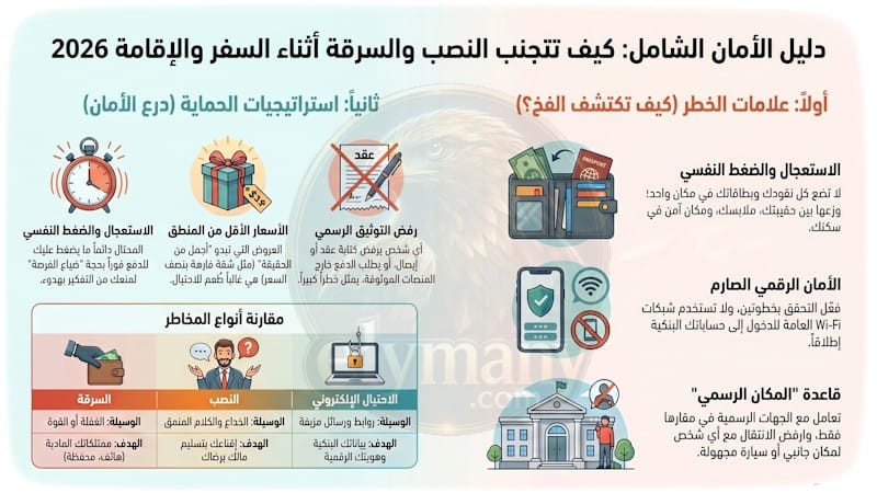نصائح مهمة لتجنب النصب والسرقة أثناء السفر والإقامة