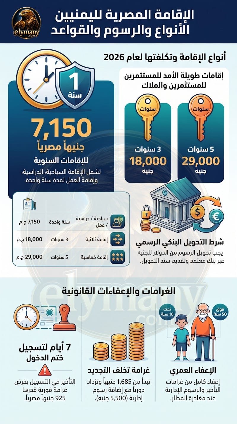 الإقامة المصرية لليمنيين دليل شامل لجميع الأنواع والإجراءات والرسوم