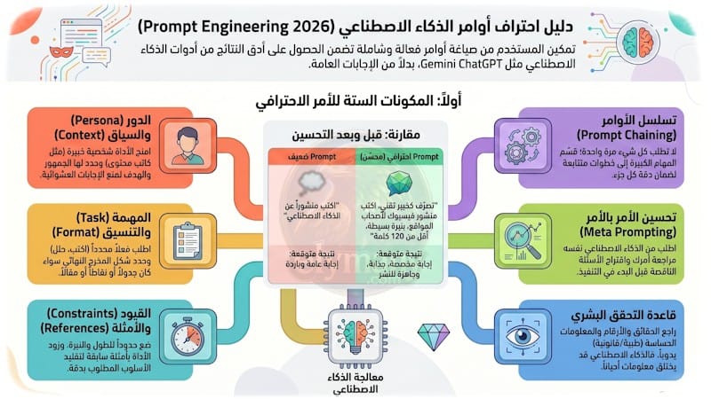 كيف تكتب أوامر الذكاء الاصطناعي Prompt باحتراف؟ لتحصل على نتائج أفضل من ChatGPT وGemini