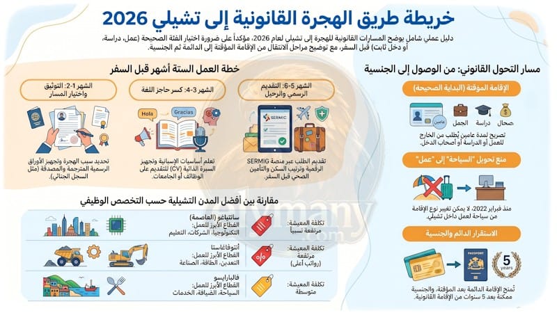 الهجرة إلى تشيلي: شروط التأشيرة للعرب، طرق السفر، العمل، الإقامة والجنسية