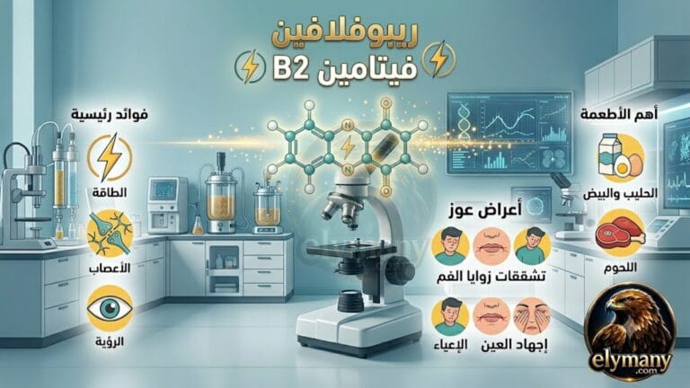 فيتامين ب2 ريبوفلافين‎ (Vitamin B2): ‎فوائده، أعراض نقصه، وأضرار زيادته