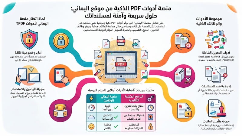 منصة أدوات PDF المجانية: تحويل ودمج وتقسيم وضغط الملفات بسهولة