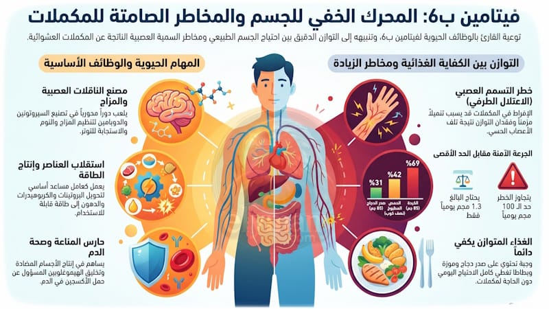 فيتامين ب6 بيريدوكسين (Vitamin B6): فوائده، أعراض نقصه، وأضرار زيادته 2026 3 فيتامين ب6 بيريدوكسين (Vitamin B6): فوائده، أعراض نقصه، وأضرار زيادته