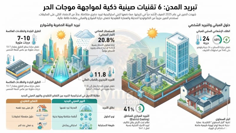 كيف تبرد الصين مدنها في موجات الحر؟ 8 تقنيات ذكية تتجاوز المكيفات التقليدية