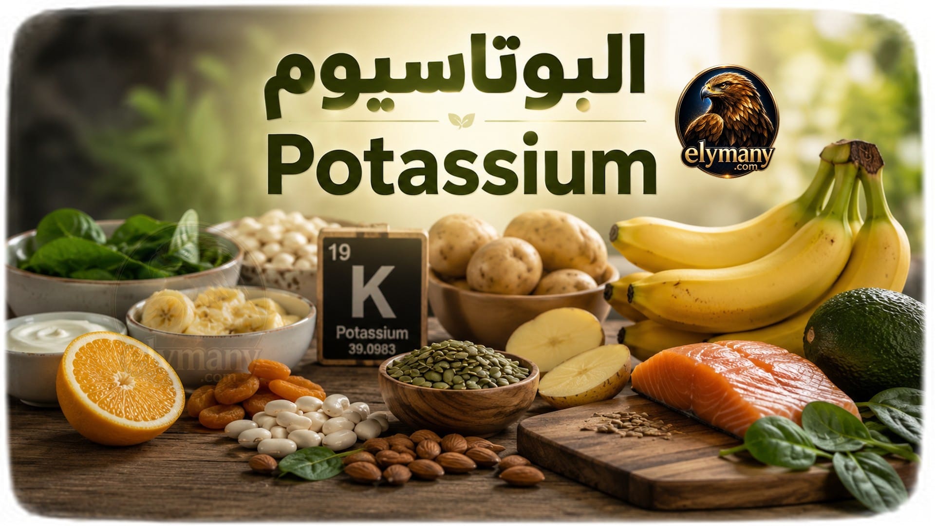 البوتاسيوم (Potassium): الفوائد، أعراض النقص، أضرار الزيادة، وأفضل المصادر الغذائية