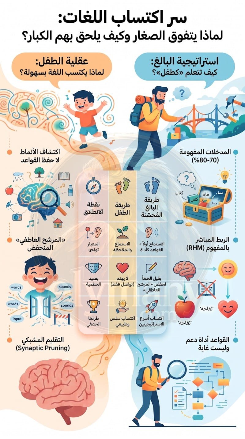 لماذا يتعلم الأطفال اللغات أسرع من البالغين؟ السر في طريقة عمل الدماغ