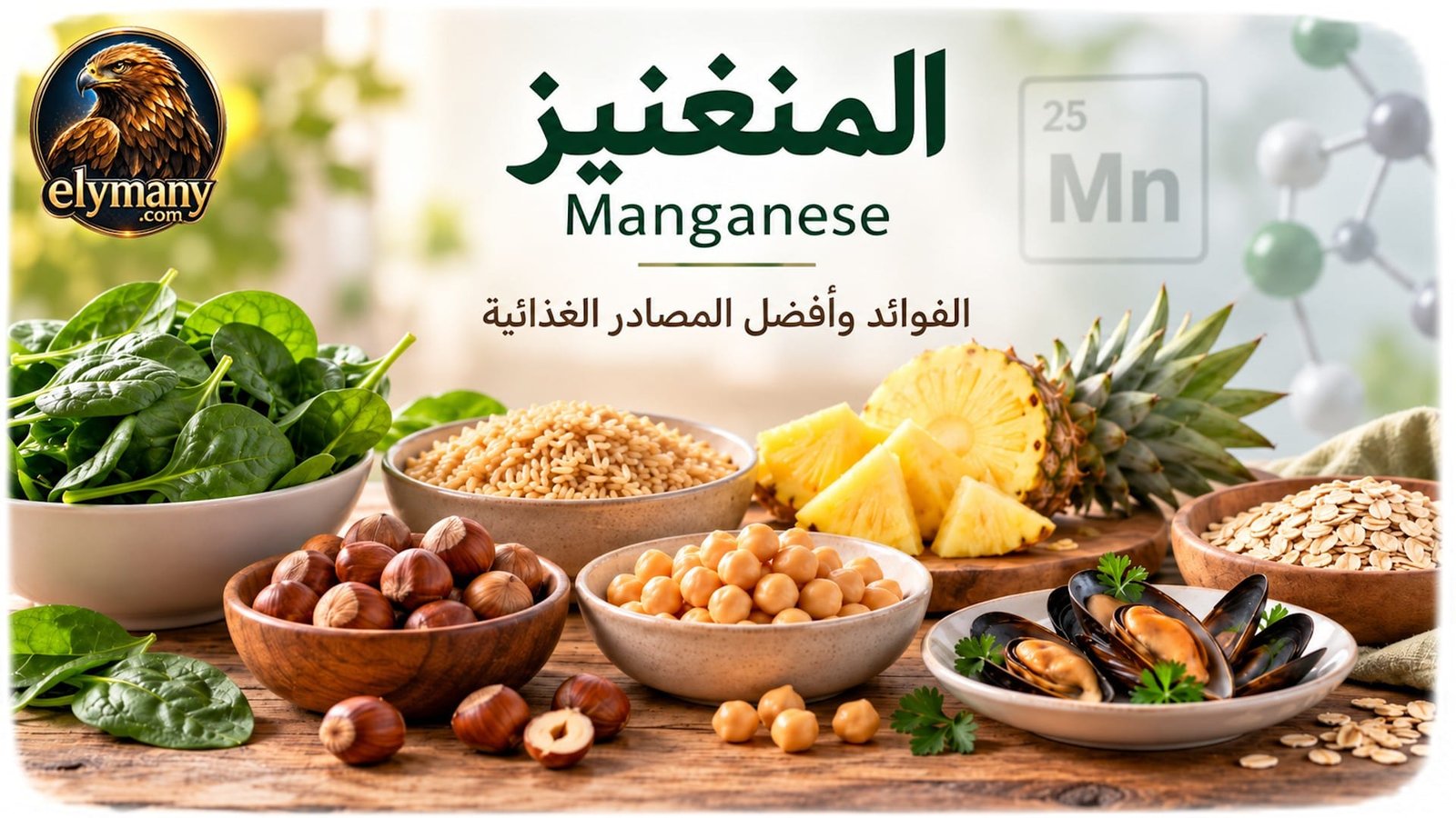 المنغنيز‎ (Manganese): ‎الفوائد، أعراض النقص، أضرار الزيادة، وأفضل المصادر الغذائية
